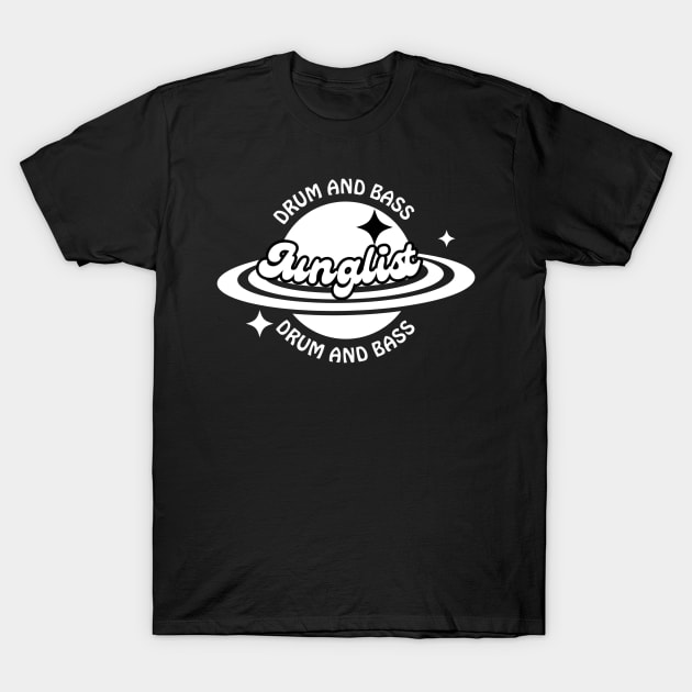 JUNGLIST  - Y2K Ringed Planet (White) T-Shirt by DISCOTHREADZ 